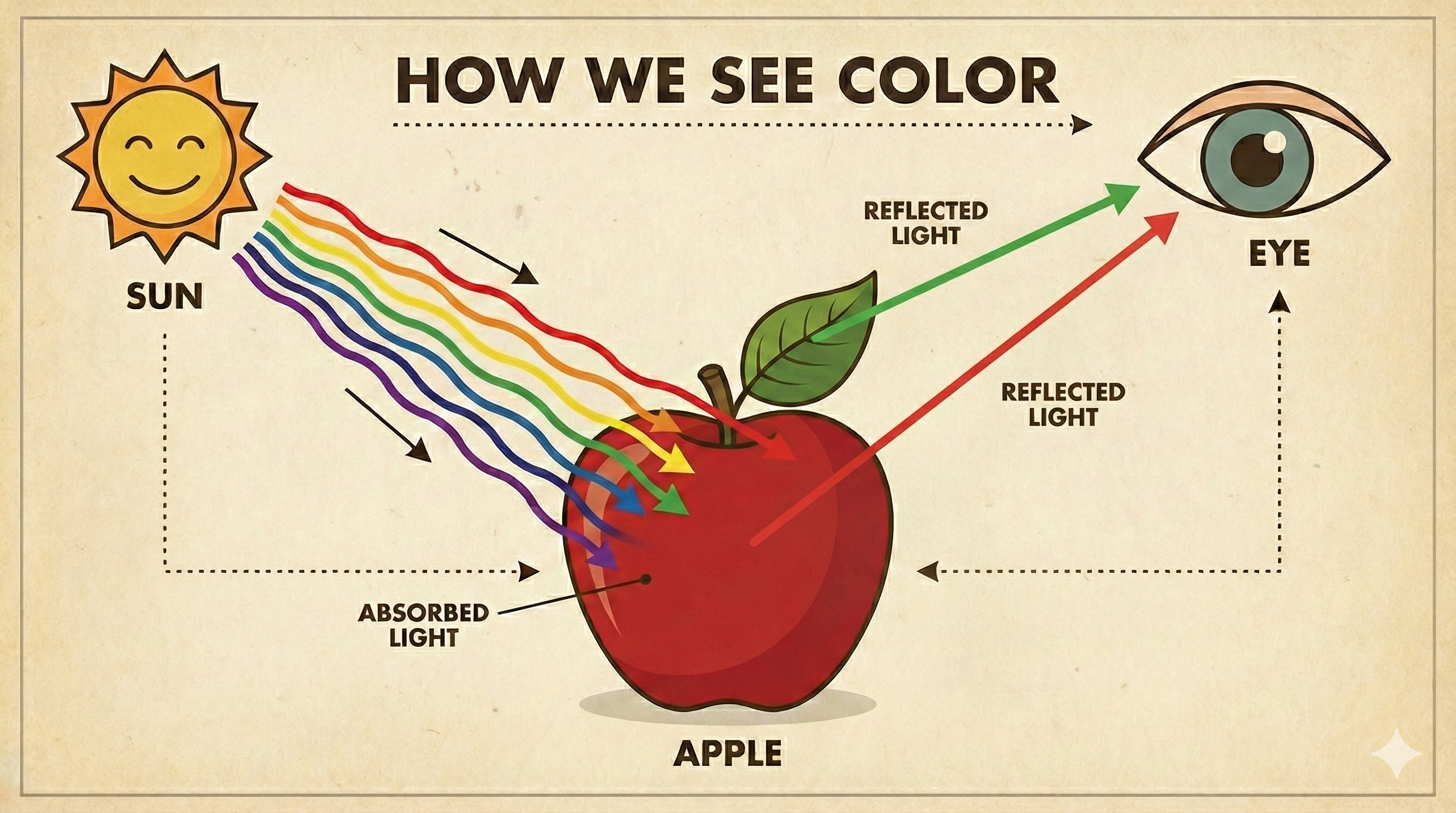 Rødt eple reflekterer rødt lys