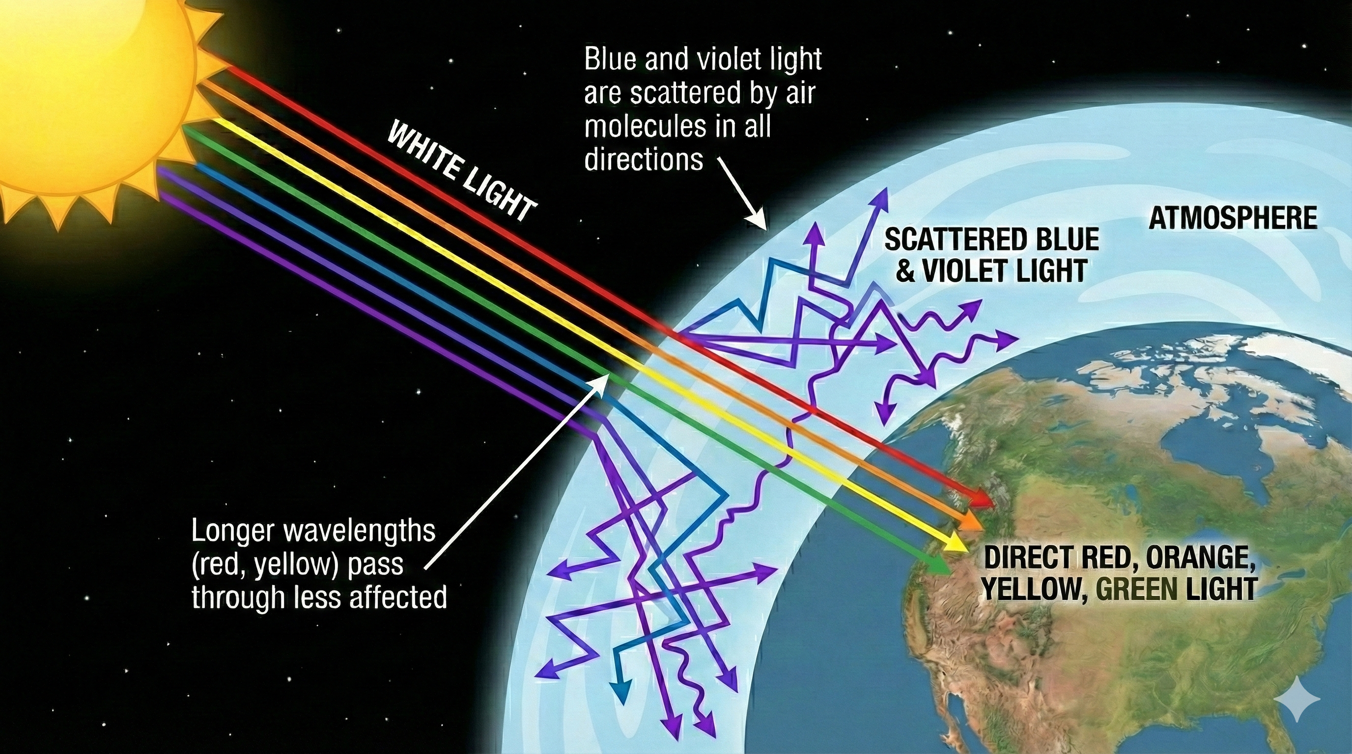 Spredning av blått lys i atmosfæren
